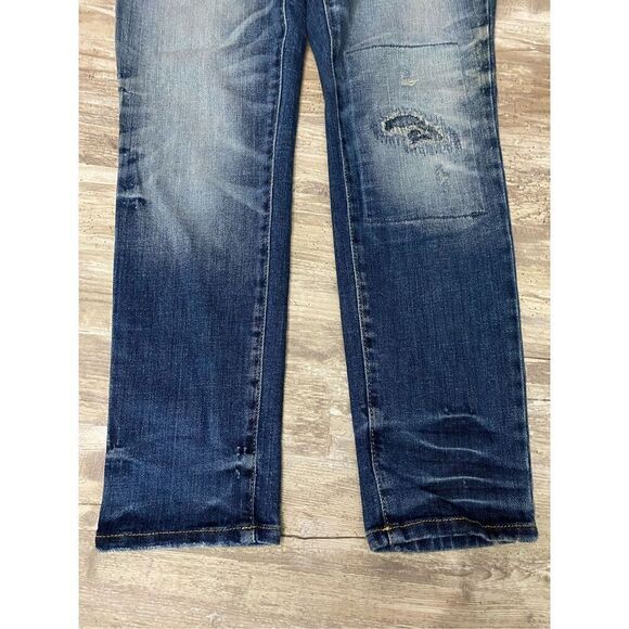 Zara Z1975 Basic Denim Jeans Straight Distressed Stretch Womens Size 2 USA - Picture 2 of 7